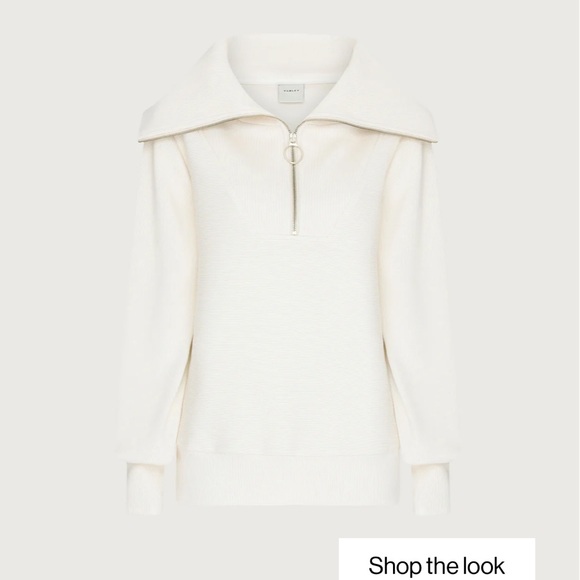 MEDIUM Varley Vine Half-Zip Pullover ivory cream zipper ribbed collar oversized - Picture 5 of 11